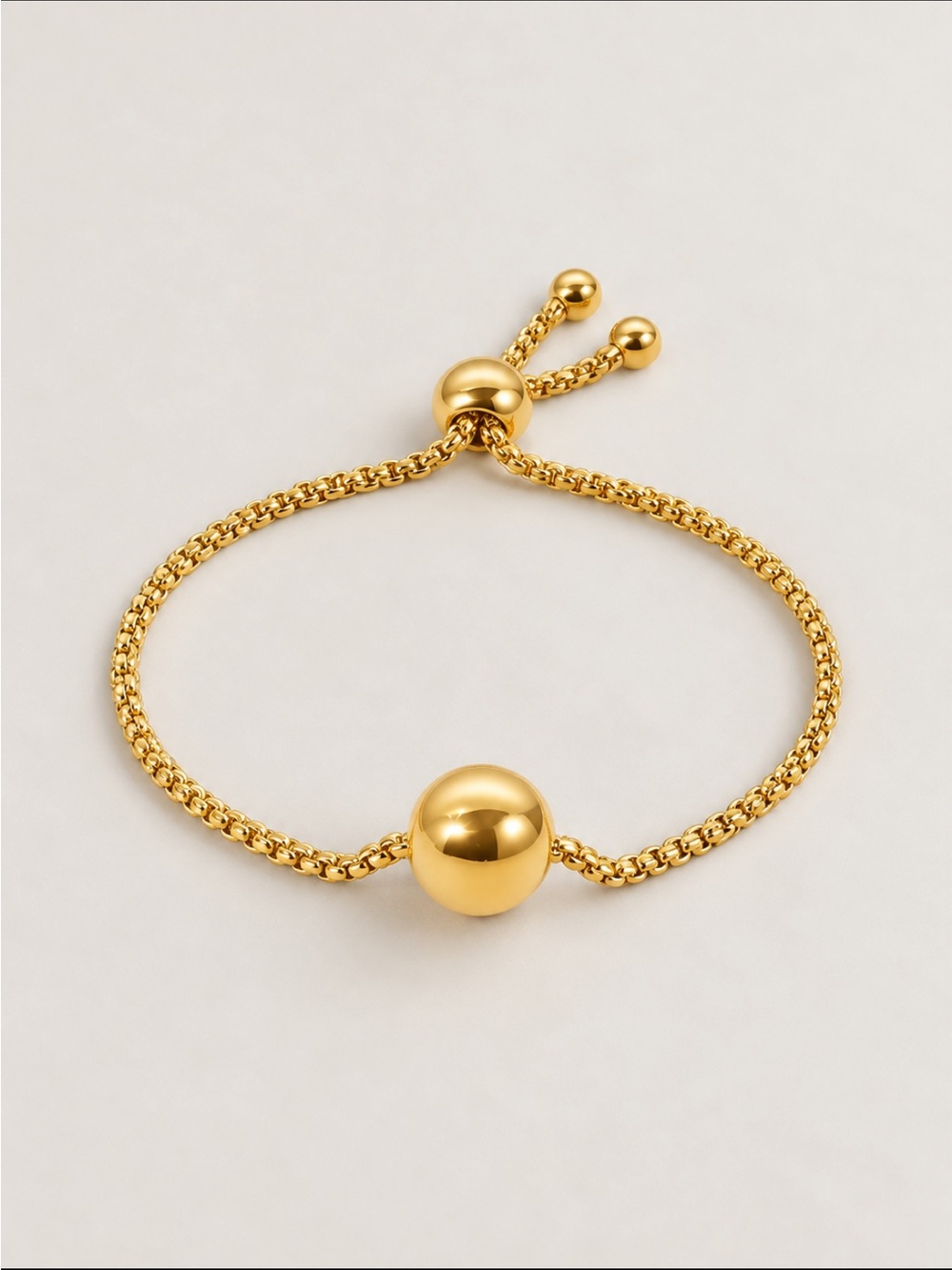 New! Gold Ball Adjustable Cord Chain Bracelet NWOT
